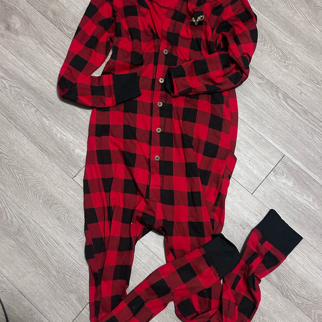 Red And Black Buffalo Plaid One-Piece Pajama Romper